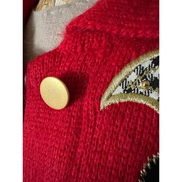Vintage mohair cardigan sweater coat jacket red Y2K I.B. Diffusion Applique Sz S - Picture 3 of 16